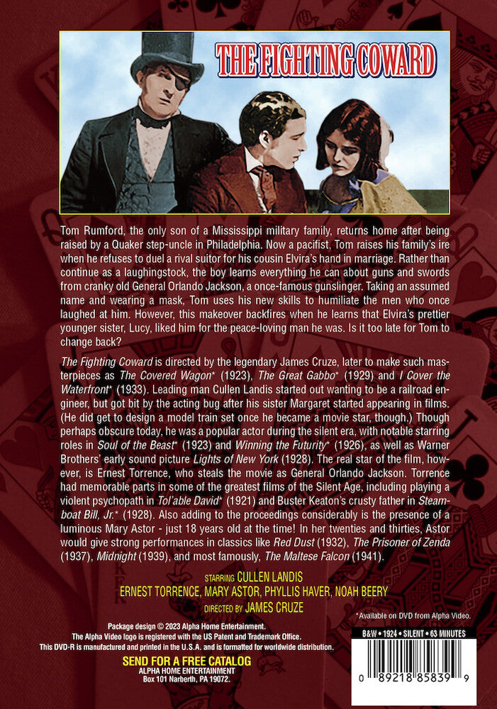the fighting coward (silent) - Back Panel - DVD