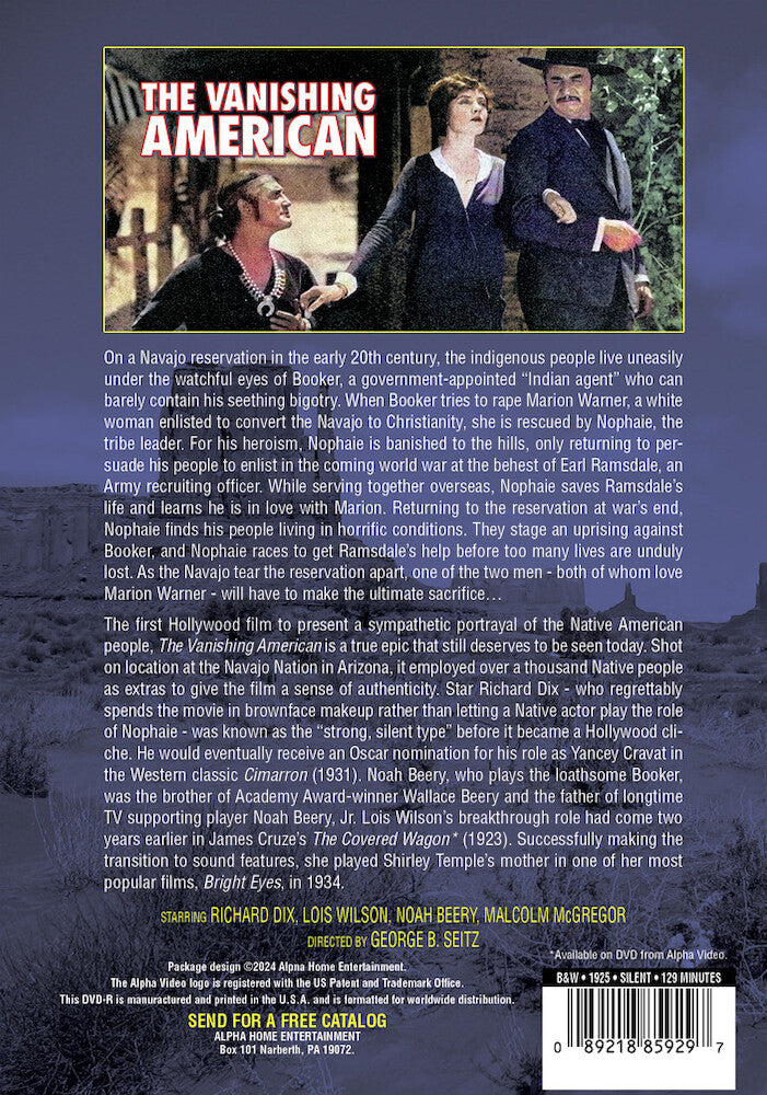 the vanishing american - Back Panel - DVD