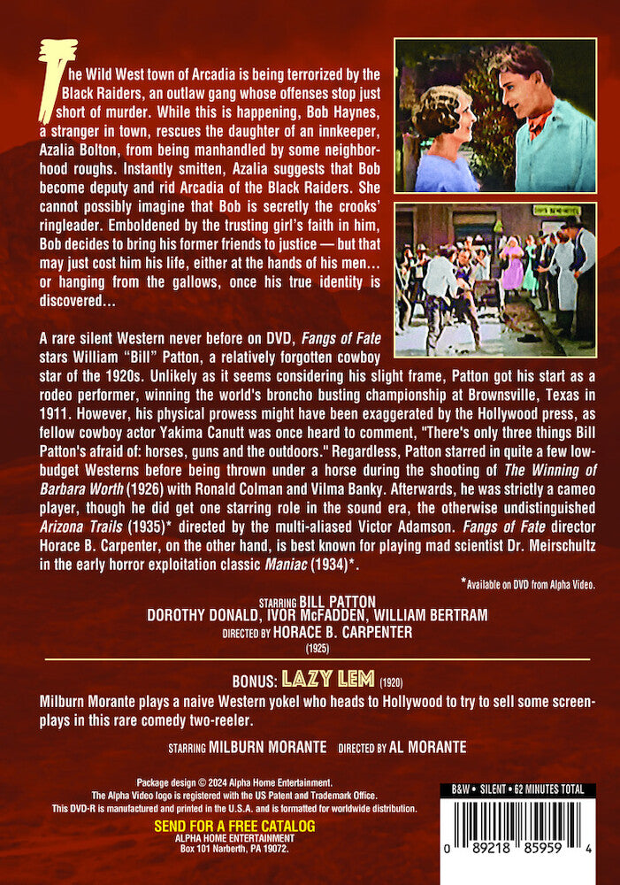 fangs of fate (silent) - Back Panel - DVD