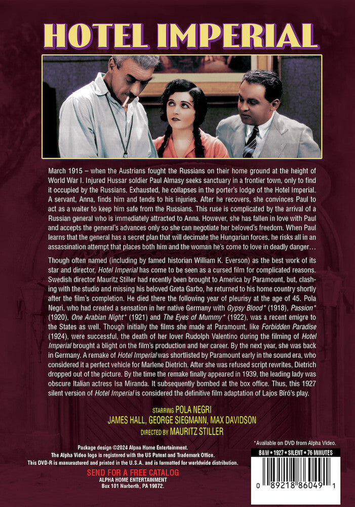 hotel imperial (silent) - Back Panel - DVD