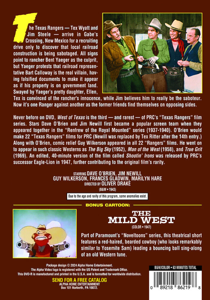 West of Texas DVD | Western | Alpha Video | MovieZyng