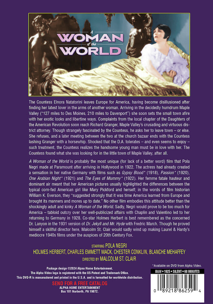 a woman of the world (silent) - Back Panel - DVD