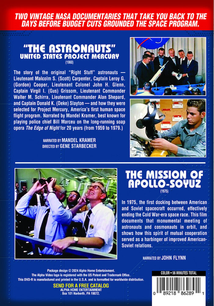 man in space documentary double feature: the astronauts (1960)/the mission of apollo-soyuz (1975) - Back Panel - DVD