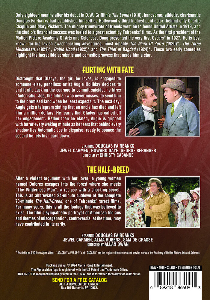douglas fairbanks double feature: flirting with fate (1916)/the half-breed (1916) - Back Panel - DVD
