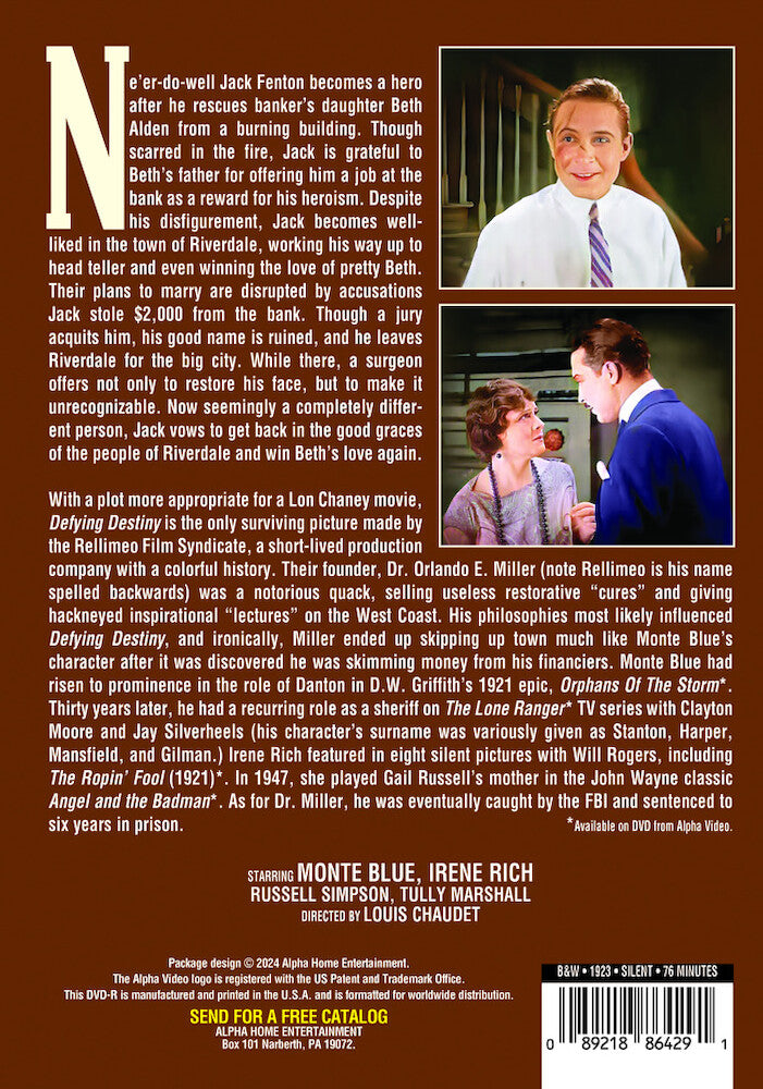 defying destiny (silent) - Back Panel - DVD