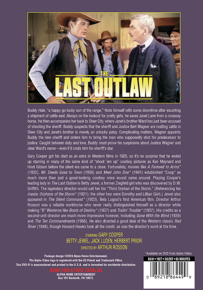 the last outlaw (silent) - Back Panel - DVD