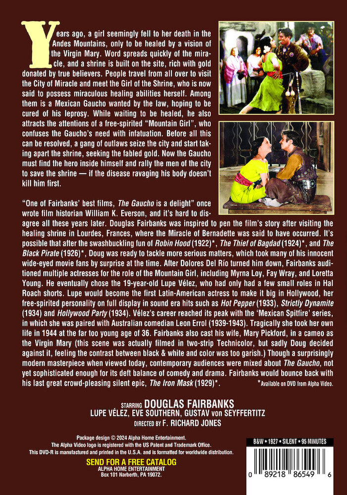 the gaucho (silent) - Back Panel - DVD