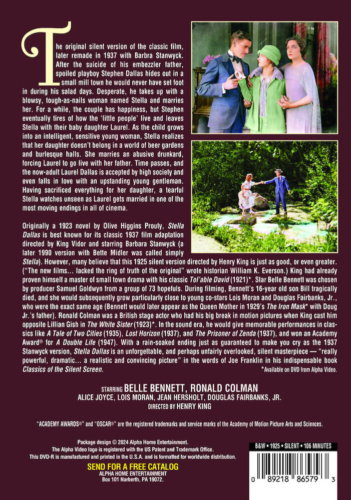 stella dallas (silent) - Back Panel - DVD