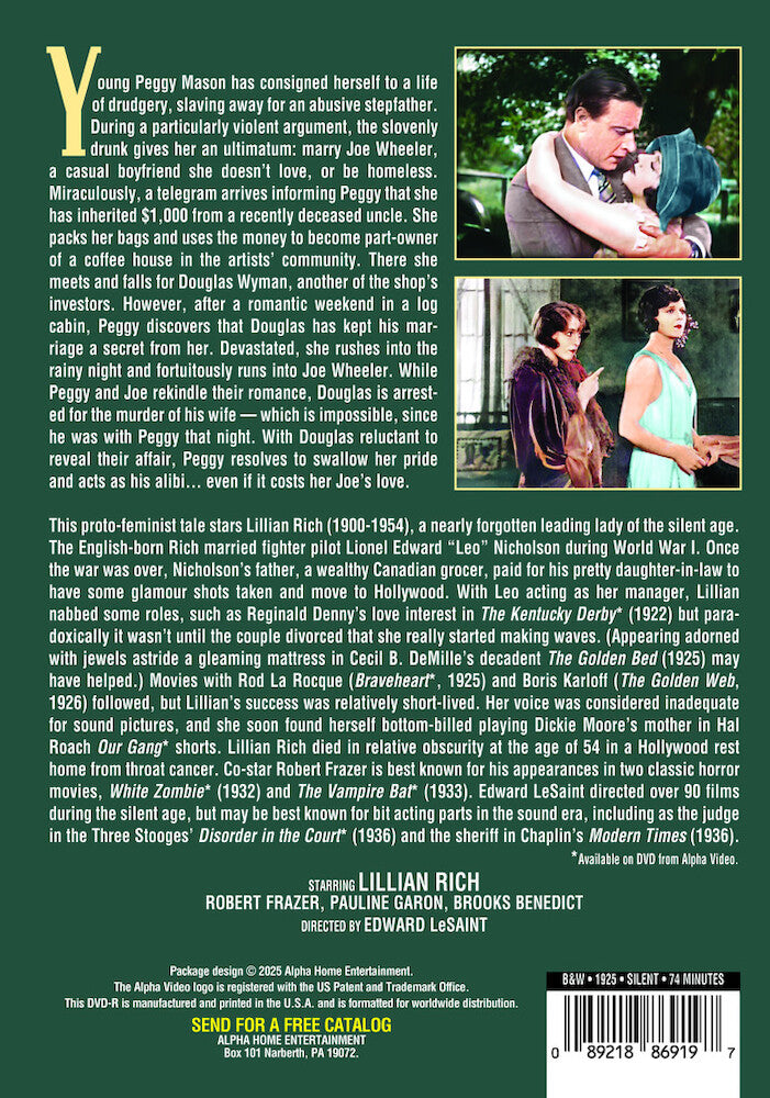 the love gamble (silent) - Back Panel - DVD