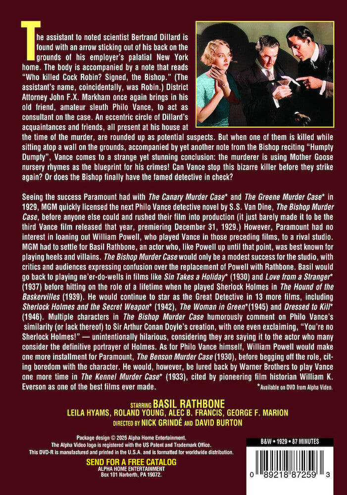 The Bishop Murder Case - Back Panel - 