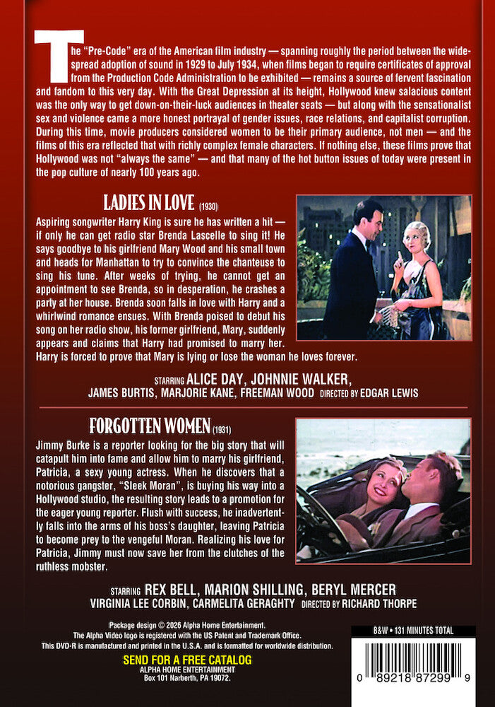 Pre-Code Double Feature: Ladies in Love (1930)/Forgotten Women (1931) - Back Panel - 
