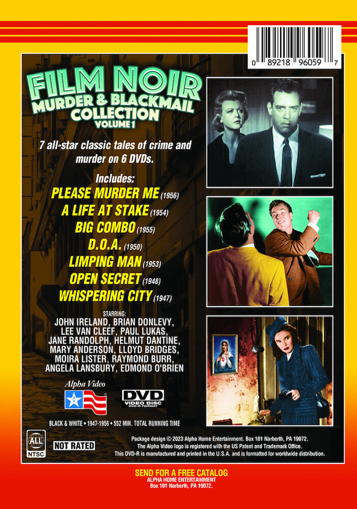film noir murder & blackmail collection, volume 1 (see synopsis for title listing) (6-) - Back Panel - DVD