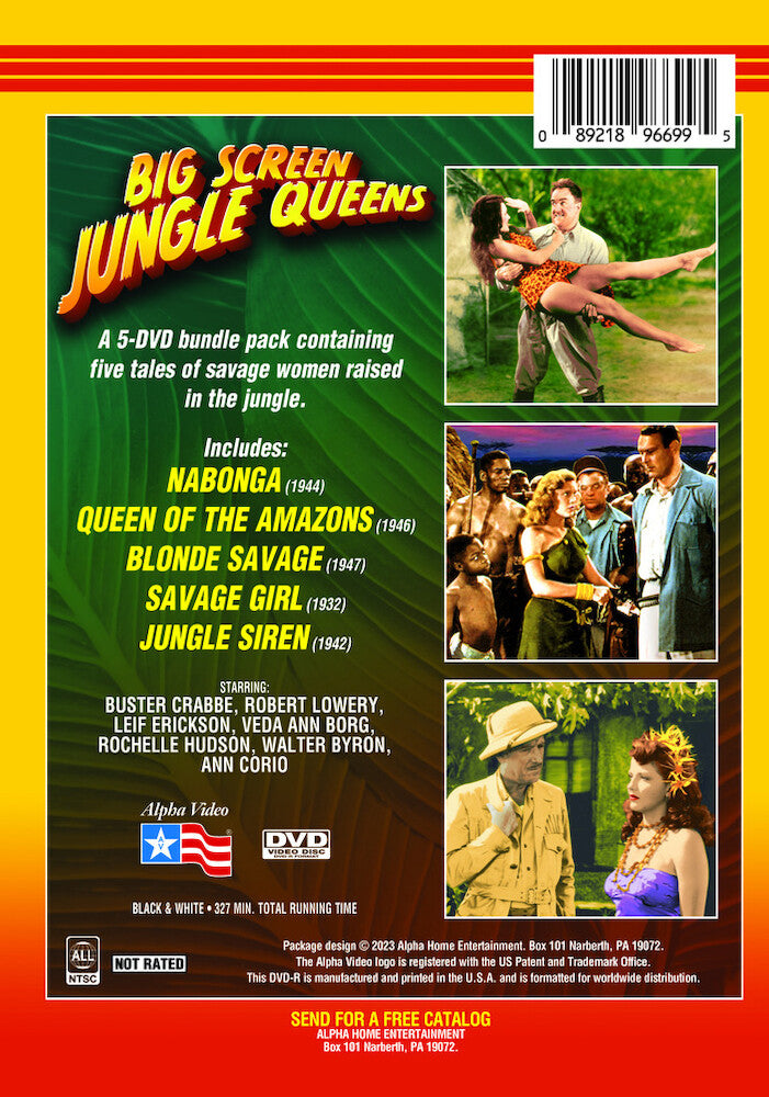 big screen jungle queens: (nabonga (1944) / queen of the amazons (1946) / blonde savage (1947) / savage girl (1932) / jungle siren (1942) - Back Panel - DVD