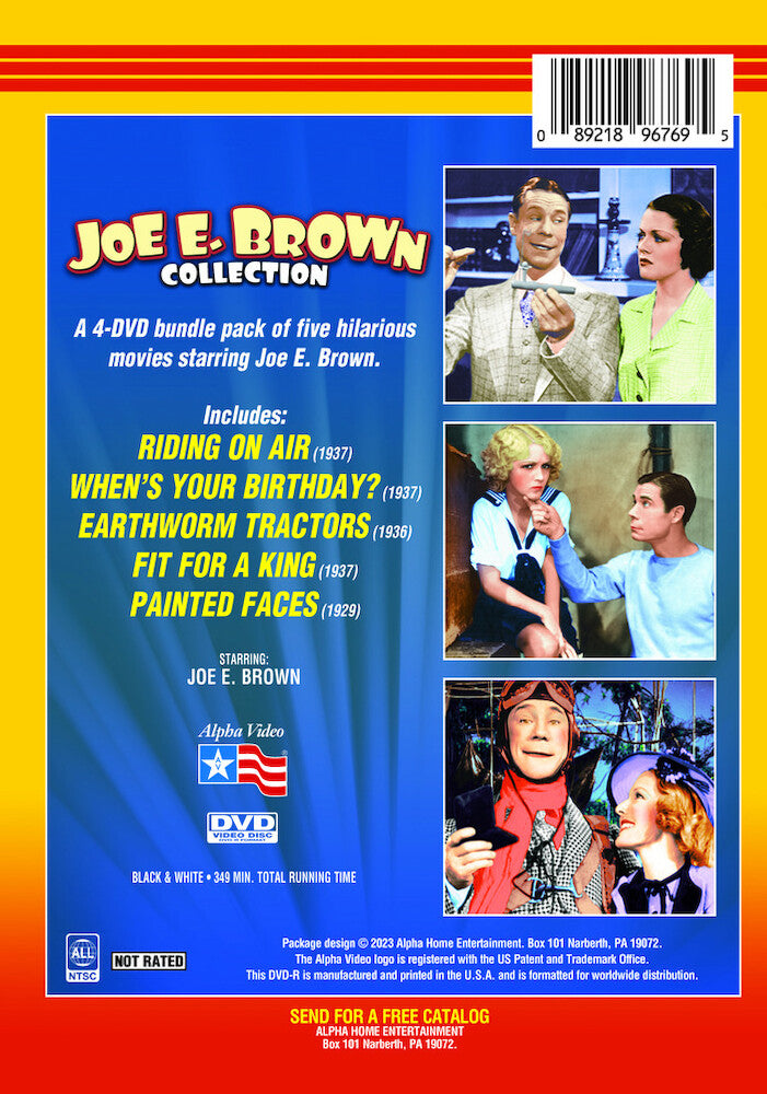 joe e. brown collection: riding on air / when's your birthday? / earthworm tractors / fit for a king / painted faces - Back Panel - DVD