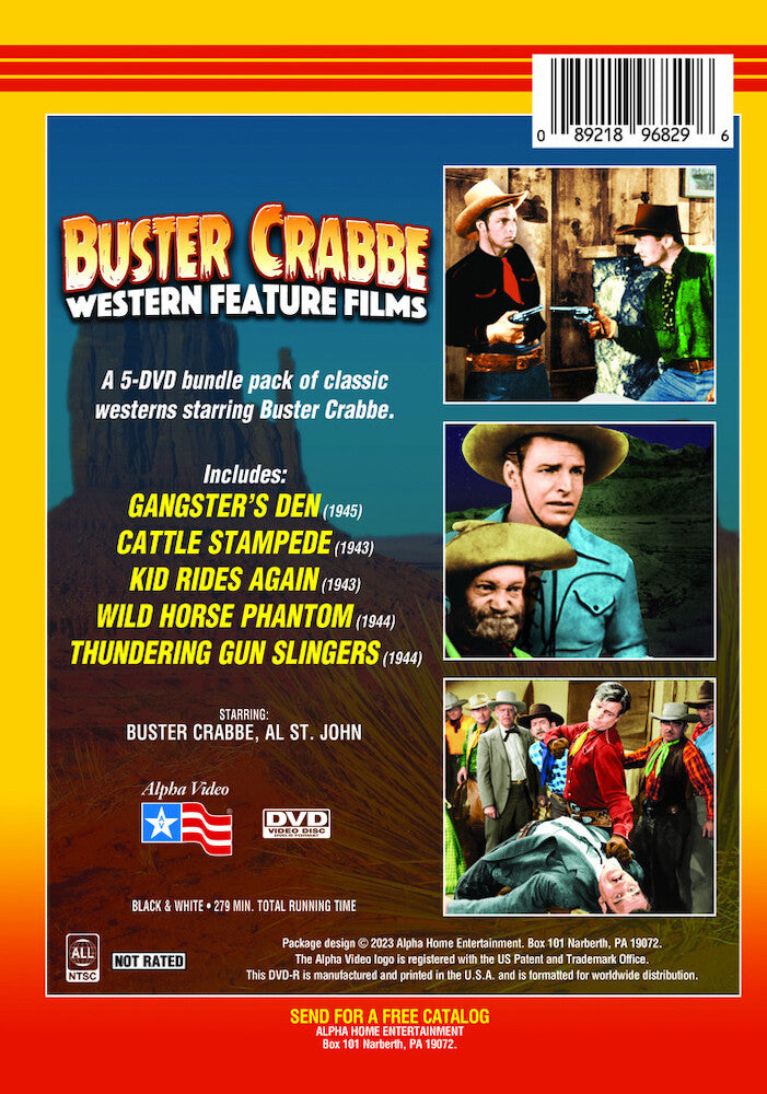 Buster Crabbe Western Feature Films - Back Panel - 
