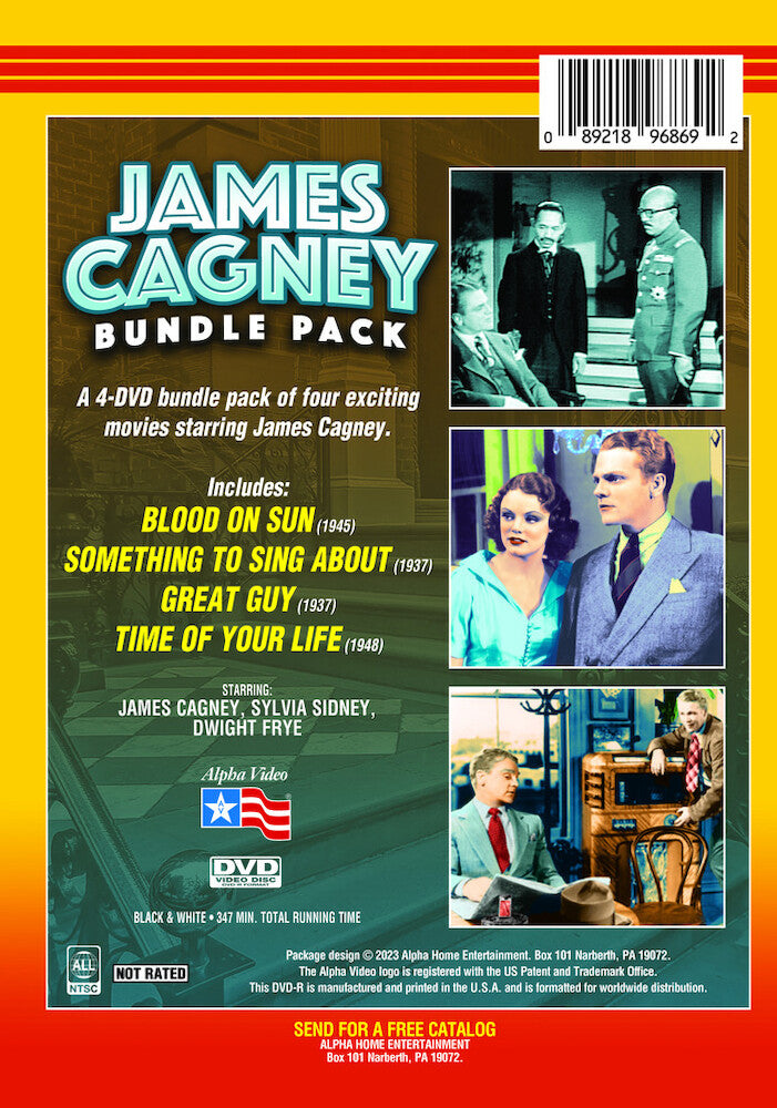 james cagney bundle pack: blood on sun / something to sing about / great guy / time of your life - Back Panel - DVD