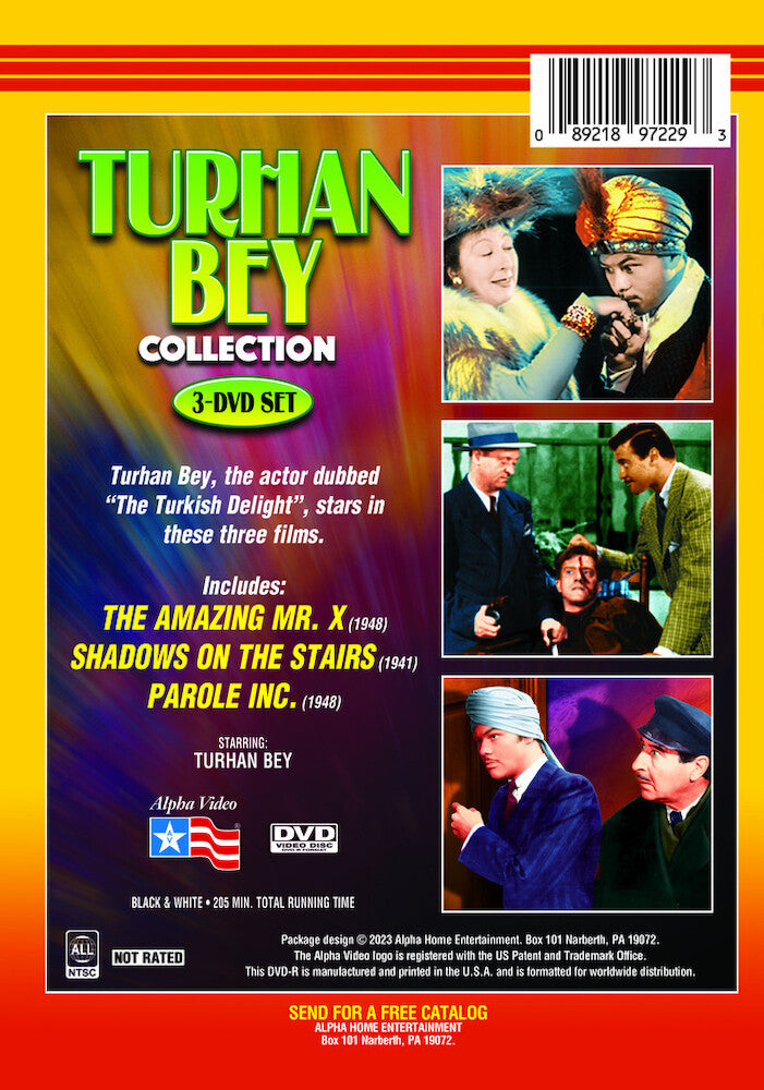 turhan bey collection (the amazing mr. x / shadows on the stairs / parole inc) - Back Panel - DVD