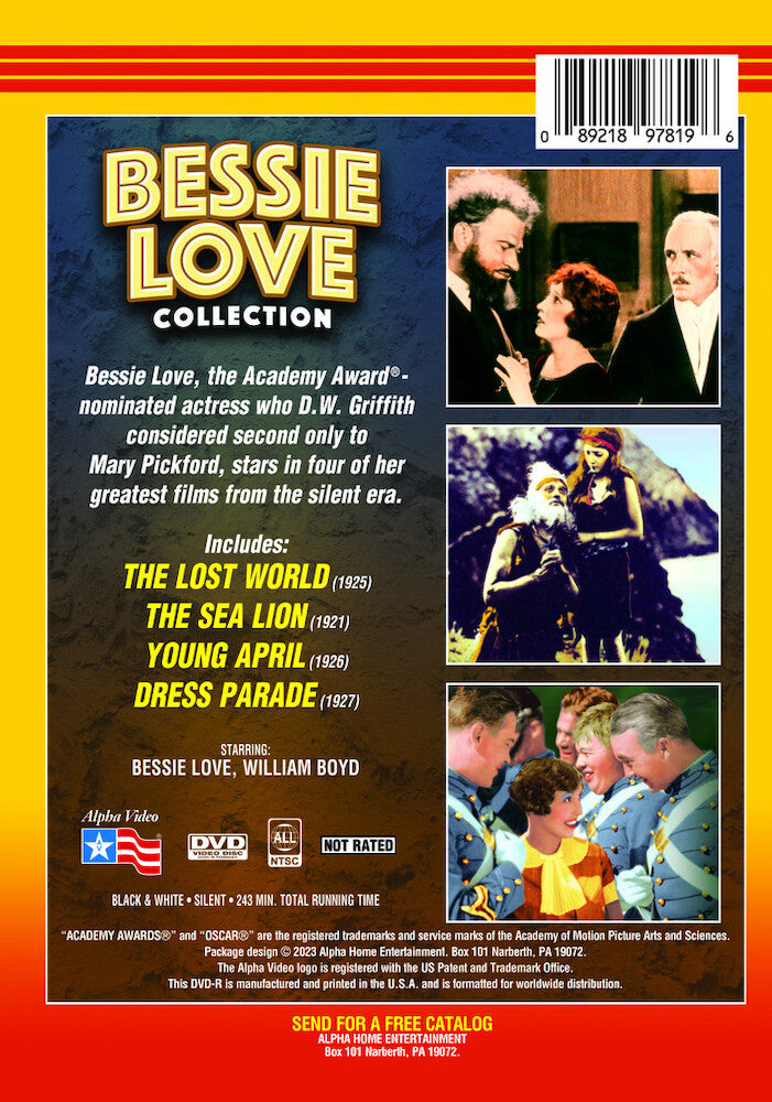 bessie love collection (the lost world / the sea lion / young april / dress parade) - Back Panel - DVD