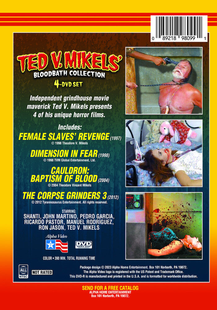 ted v. mikels' bloodbath collection (female slaves' revenge / dimension in fear / cauldron: baptism of blood / the corpse grinders 3) - Back Panel - DVD