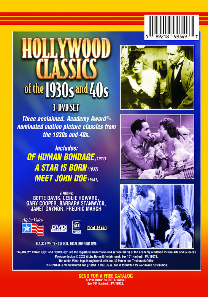 hollywood classics of the 1930s and 40s - Back Panel - DVD