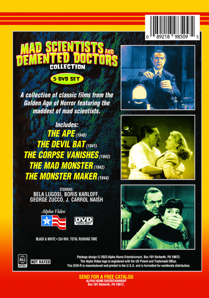 mad scientists and demented doctors collection - Back Panel - DVD