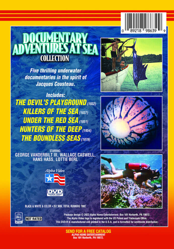 documentary adventures at sea collection - Back Panel - DVD