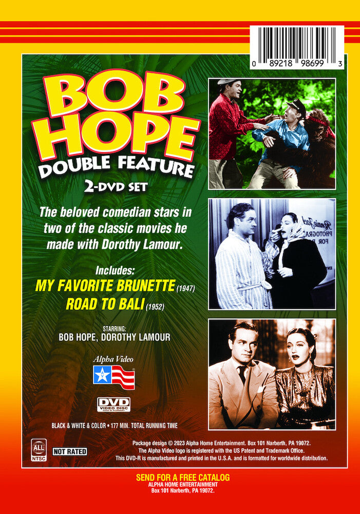 bob hope double feature (my favorite brunette / road to bali) - Back Panel - DVD