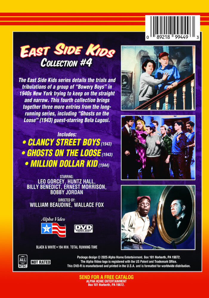East Side Kids Collection #4 (Clancy Street Boys/Ghosts On The Loose/Million Dollar Kid) - Back Panel - 
