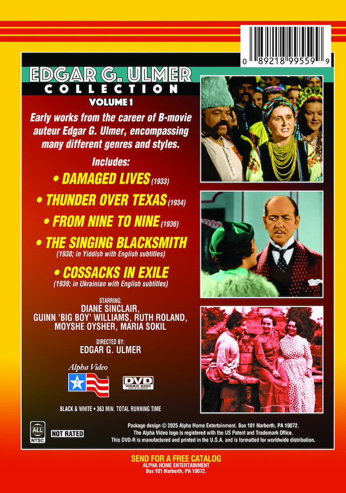 Edgar G. Ulmer Collection, Volume 1 - Back Panel - 