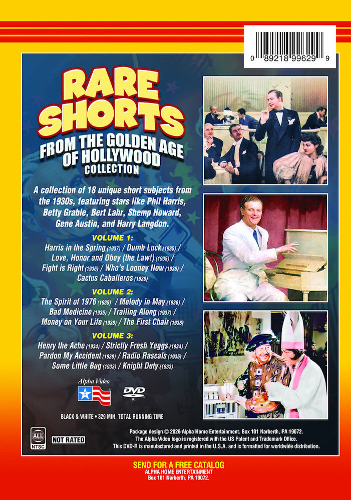 Rare Shorts from the Golden Age of Hollywood Collection (3-DVD) - Back Panel - 