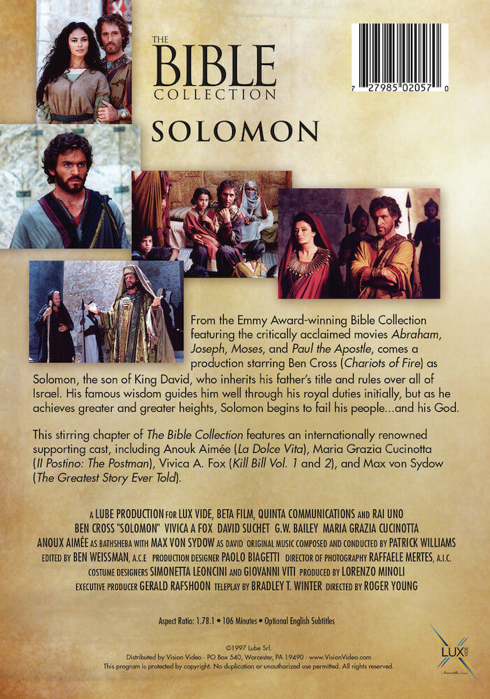 the bible collection - solomon - Back Panel - DVD