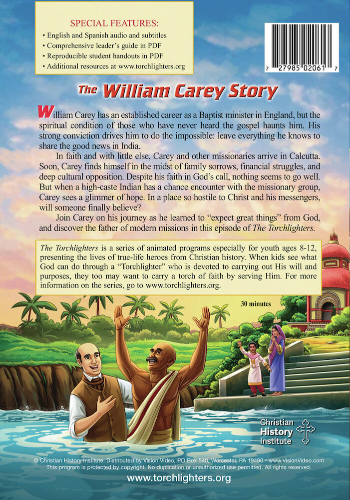 torchlighters: the william carey story - Back Panel - DVD