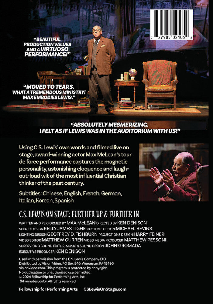 cs lewis on stage: further up and further in - Back Panel - DVD