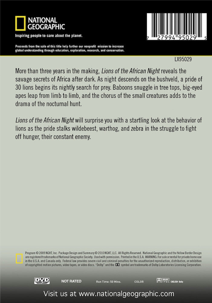 lions of the african night - Back Panel - DVD