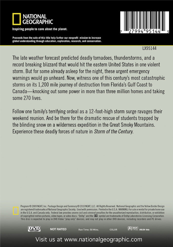 storm of the century - Back Panel - DVD