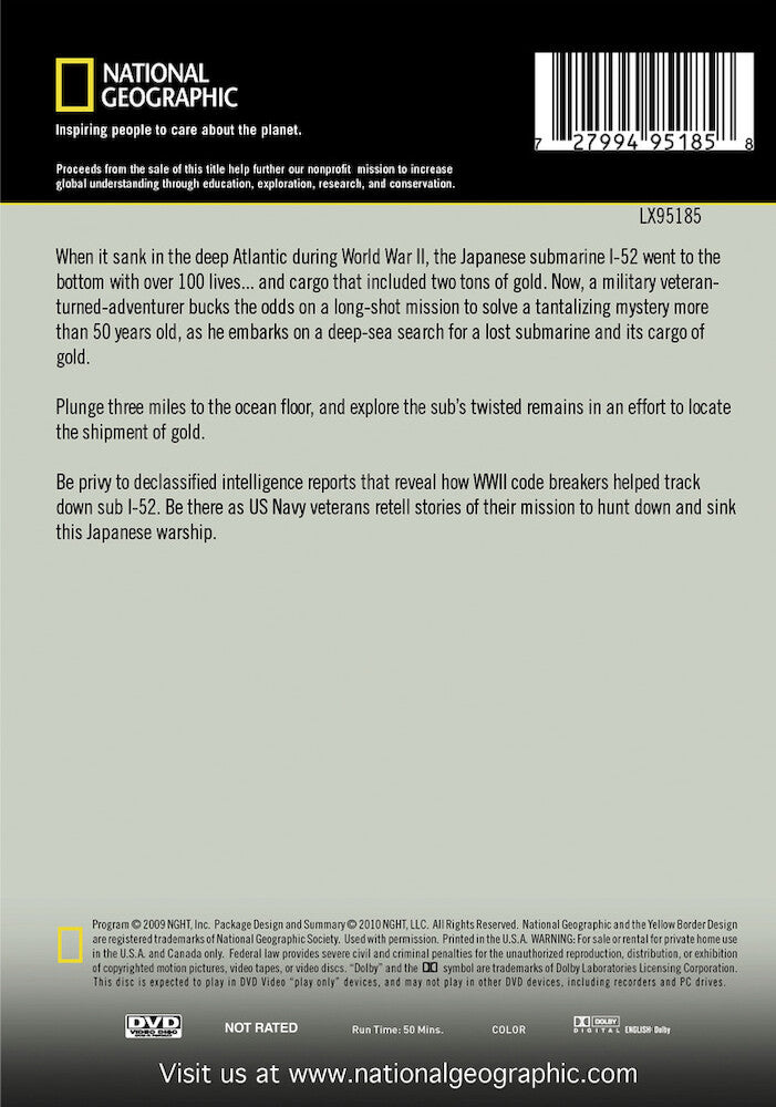 submarine i-52: search for ww2 gold - Back Panel - DVD