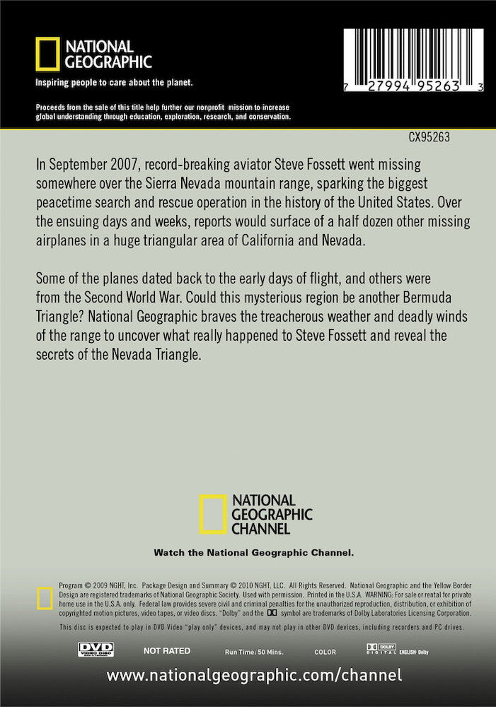 lost in the nevada triangle - Back Panel - DVD