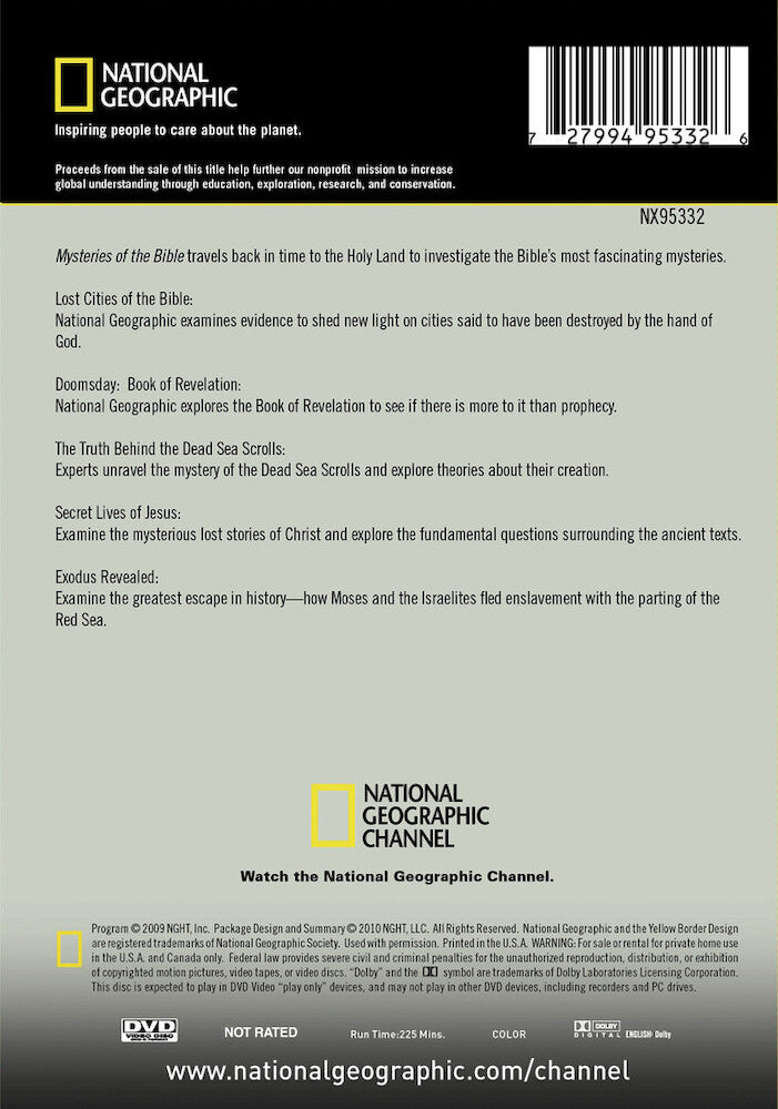 mysteries of the bible collection - (2 discs) - Back Panel - DVD