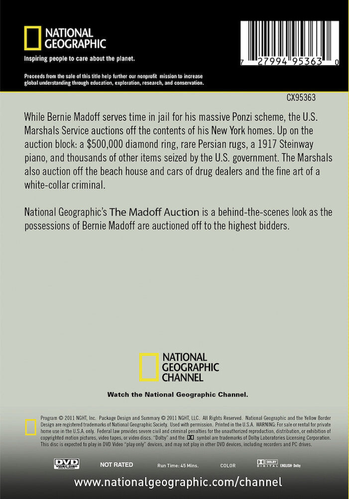 seized and sold: the madoff auction - Back Panel - DVD