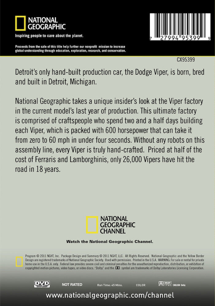ultimate factories: dodge viper - Back Panel - DVD