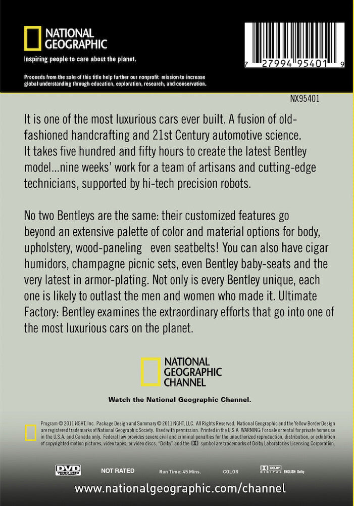 ultimate factories: bentley - Back Panel - DVD