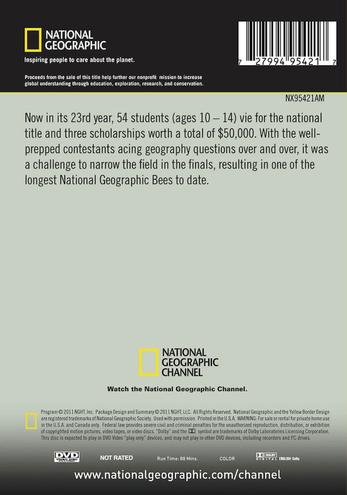 national geographic bee 2011 - Back Panel - DVD