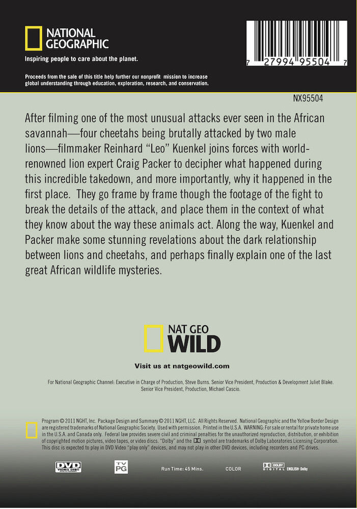 cat wars: lion vs. cheetah - Back Panel - DVD