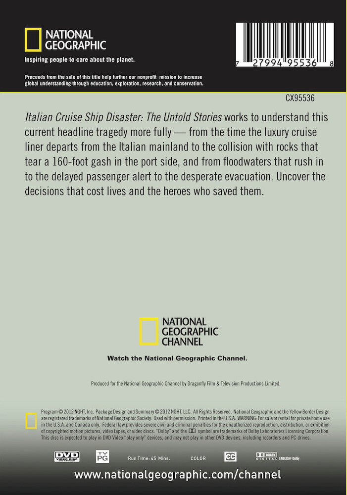italian cruise ship disaster: the untold stories - Back Panel - DVD