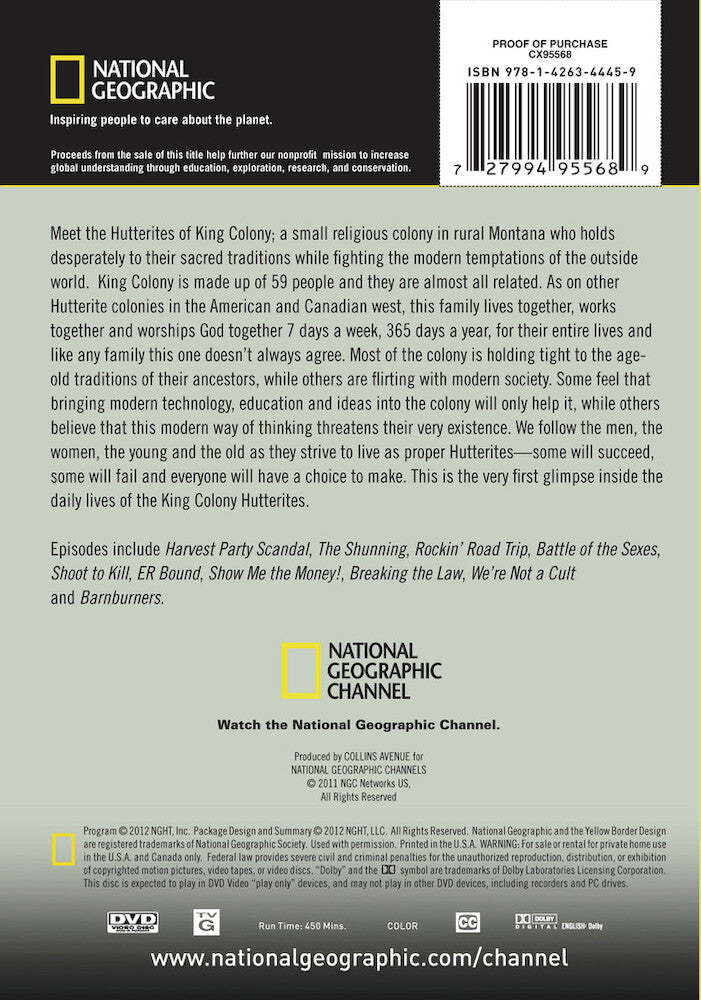 american colony: meet the hutterites - (2 discs) - Back Panel - DVD