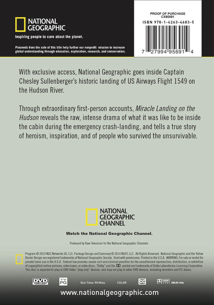 miracle landing on the hudson - Back Panel - DVD