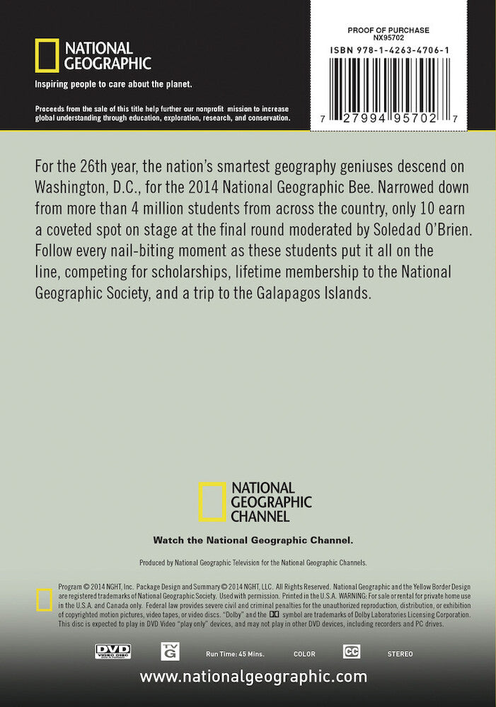 national geographic bee 2014 - Back Panel - DVD