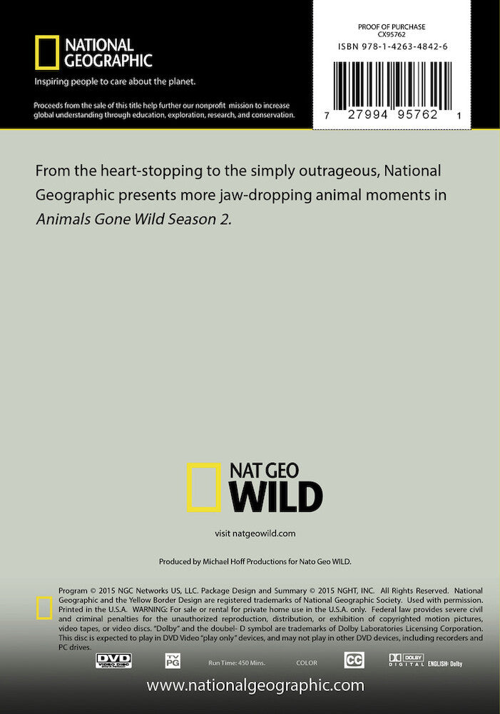 animals gone wild season 2 - Back Panel - DVD