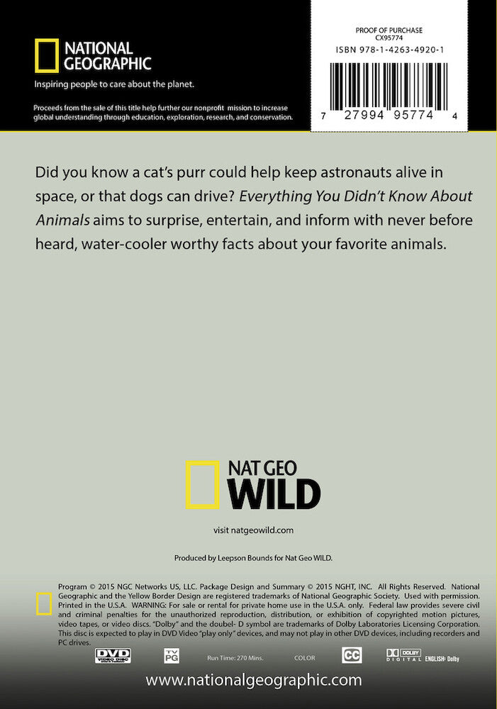 everything you didn't know about animals - Back Panel - DVD