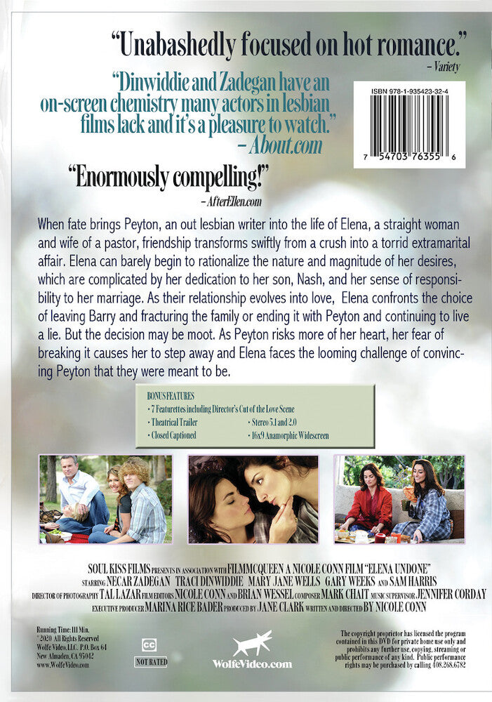 elena undone - Back Panel - DVD